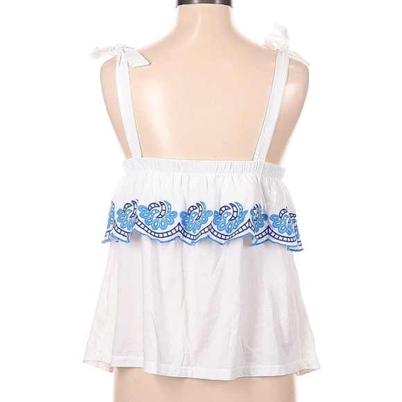Lilly Pulitzer Benita white top ruffle edge blue embroidery - Picture 3 of 5